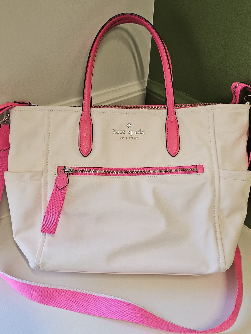 kate spade new york Pink Medium Satchel Top Handle Zip Adjustable Strap Pockets